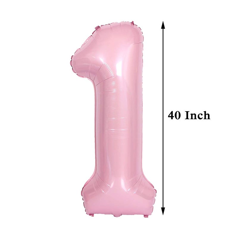 JANOU Number 1 Pink Balloon 40 Inch Big Helium Foil Balloons 1st Birthday Baby Shower Wedding Party Decoration - Image 2